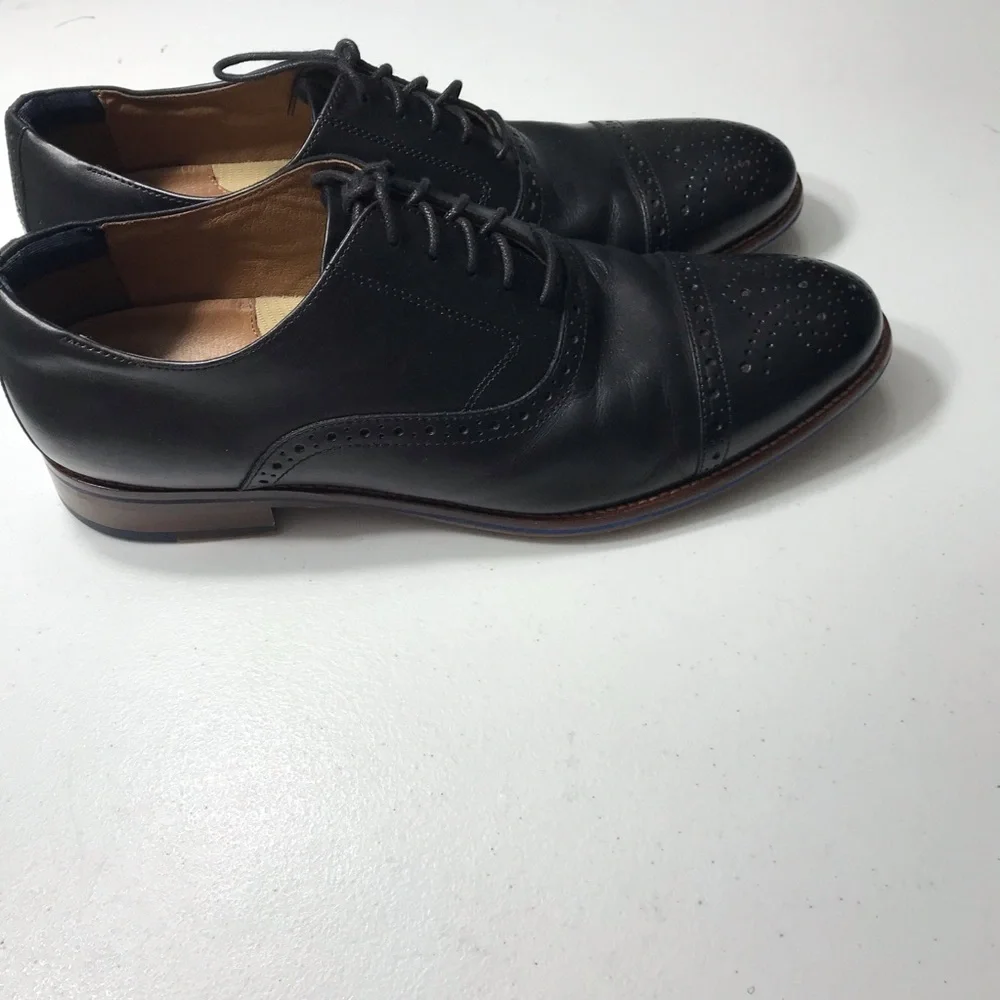 Johnston &Murphy Captoe Men's Black Leather Dress Shoes Size 13W S-03